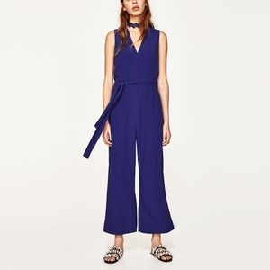 Zara Wide Leg Jumpsuit with Lace Choker M
